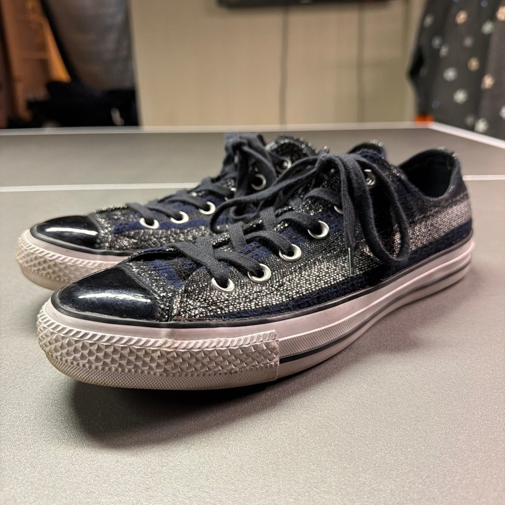 Converse All Star Low‎ Top Black Glitter Sneakers Men's 8 Women's 10 Canvas